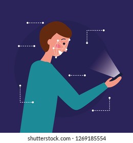 man face scan biometric digital technology