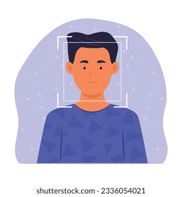 Man Face Scaning for Biometric Scanning Concept Illustration