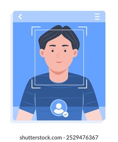 Digitalização do rosto do homem para a ilustração do conceito de digitalização biométrica