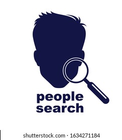 Man face silhouette biometric identification concept vector simple logo or icon, people search, unidentified person.