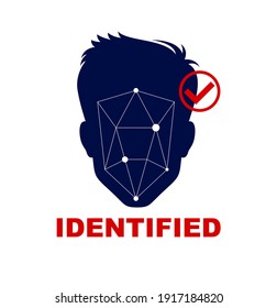Man face silhouette biometric identification concept vector simple logo or icon, people search, unidentified person.