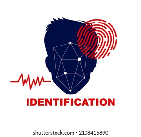 Man face silhouette biometric identification concept vector simple logo or icon, people search, unidentified person.