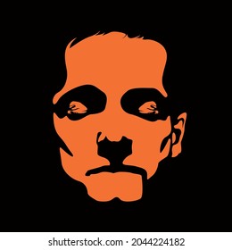 Man Face silhouette in contrast backlight. Vector. Illustration.
