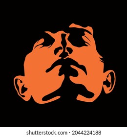 La silueta de hombre de cara en contraluz. Vector. Ilustración.