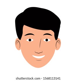 man face smiling icon over white background, vector illustration