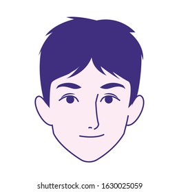 man face smiling icon over white background, flat design, vector illustration