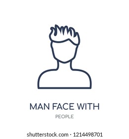 Man face with spiky hair icon. Man face with spiky hair linear symbol design from People collection. Simple outline element vector illustration on white background.