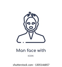 man face with spiky hair icon from people outline collection. Thin line man face with spiky hair icon isolated on white background.