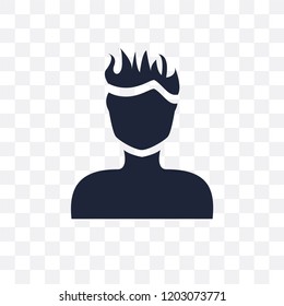 Man face with spiky hair transparent icon. Man face with spiky hair symbol design from People collection. Simple element vector illustration on transparent background.