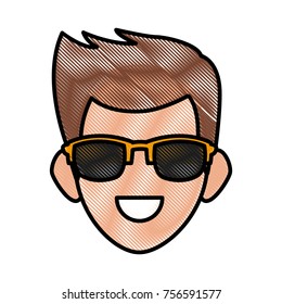 Man face with sunglasses