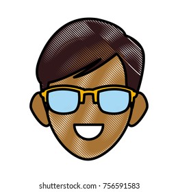 Man face with sunglasses