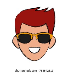 Man face with sunglasses