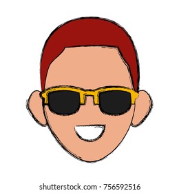 Man face with sunglasses