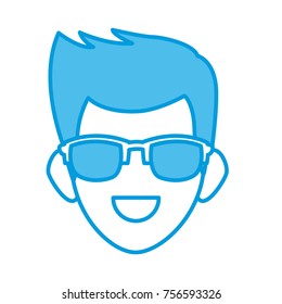 Man face with sunglasses