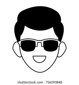Man face with sunglasses
