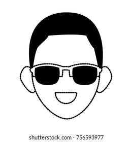 Man face with sunglasses