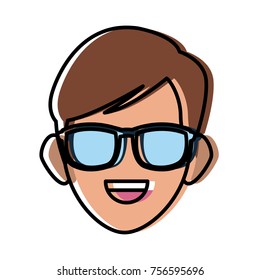 Man face with sunglasses