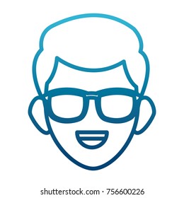 Man face with sunglasses