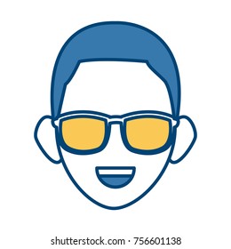 Man face with sunglasses