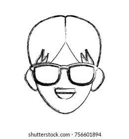 Man face with sunglasses