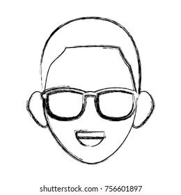 Man face with sunglasses