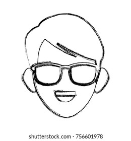 Man face with sunglasses