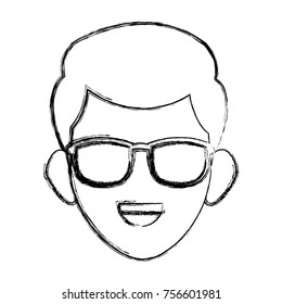Man face with sunglasses