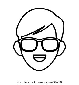 Man face with sunglasses