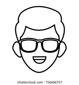 Man face with sunglasses