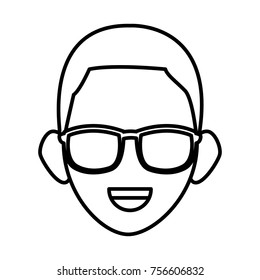 Man face with sunglasses