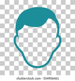 Man Face Template vector icon. Illustration style is flat iconic soft blue symbol on a chess transparent background.