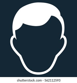Man Face Template vector icon. Flat white symbol. Pictogram is isolated on a dark blue background. Designed for web and software interfaces.
