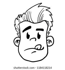 man face with tongue out cartoon illustration isolated on white