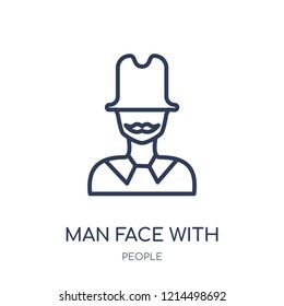 Man face with top hat icon. Man face with top hat linear symbol design from People collection. Simple outline element vector illustration on white background.