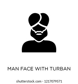 Man face with turban and beard icon. Man face with turban and beard symbol design from People collection. Simple element vector illustration on white background.