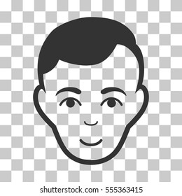 Man Face vector icon. Illustration style is flat iconic gray symbol on a chess transparent background.
