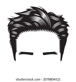 Man face with vintage hairstyles Undercut vector line art illustration.
