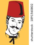 man face wearing fez hat 