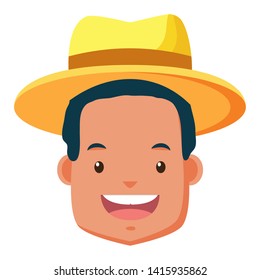 man face wearing hat on white background