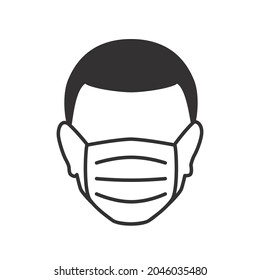 man face with white mask, vector illustration