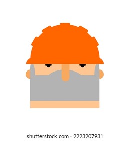 Man face in work helmet. Worker head isolated