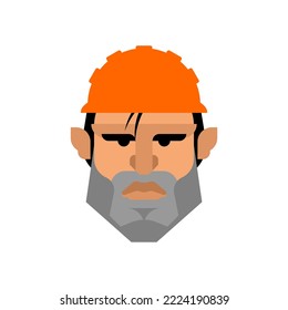 Man face in work helmet. Worker head isolated
