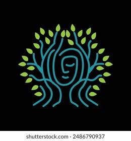 MAN FACE YOGA TREE LOGO