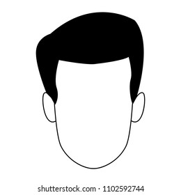 Man faceless cartoon in black and white