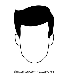 Man faceless cartoon in black and white