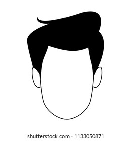 Man faceless cartoon in black and white