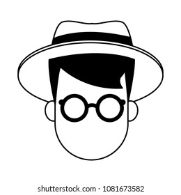 Man faceless cartoon on black and white