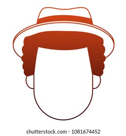 Man faceless cartoon on red lines