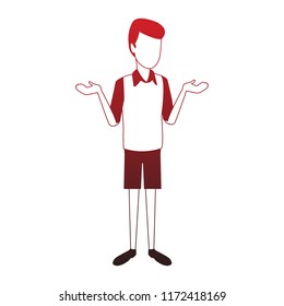 Man faceless cartoon red lines