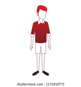 Man faceless cartoon red lines
